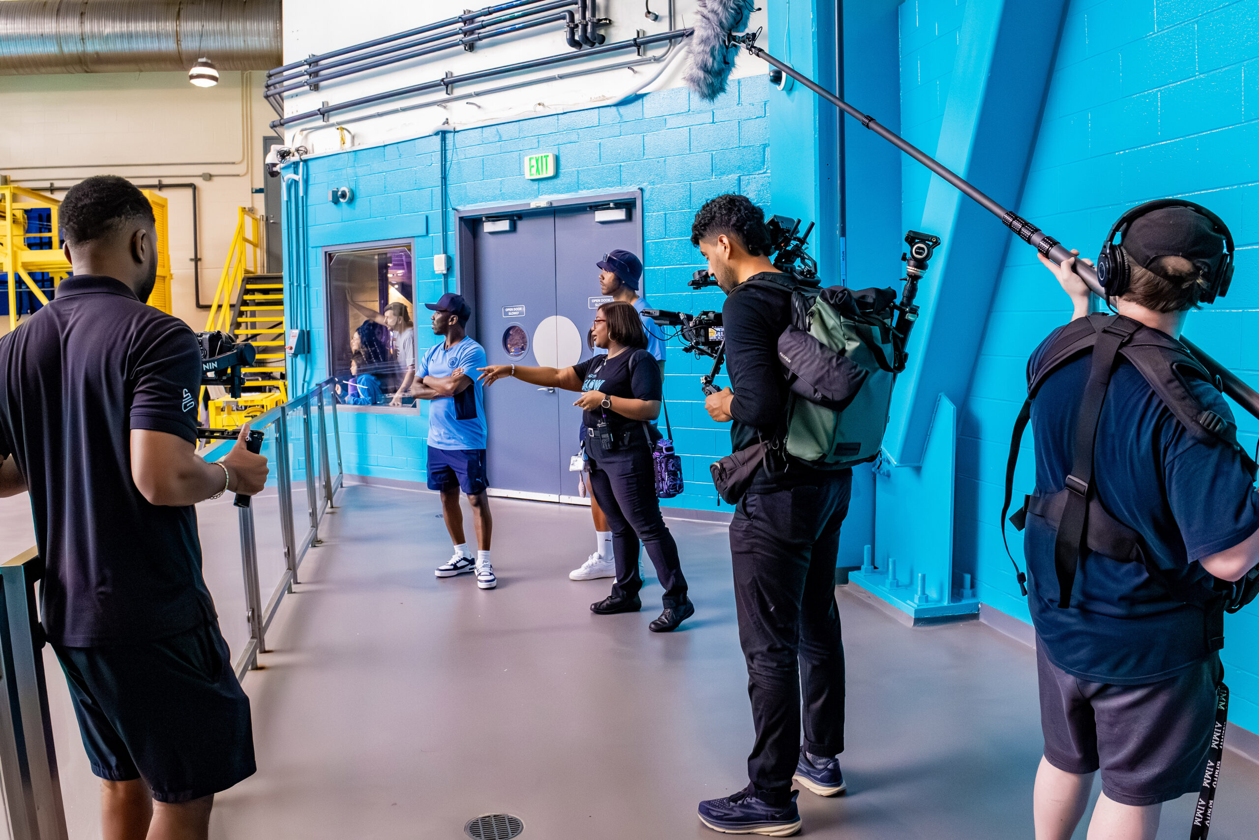 Behind the scenes filming for Man City FC sponsor video with Xylem at Georgia Aquarium